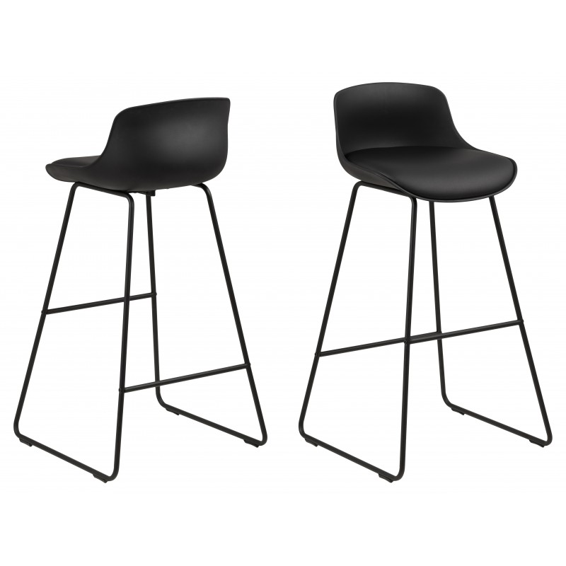 Barstol Signature Daelina i sort PU-læder med pulverlakeret stålstel