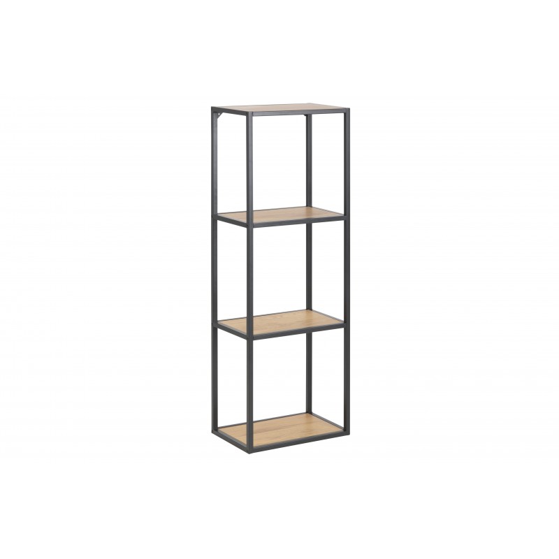 Signature Alira væghylde i MDF mat vild eg og sort stål, 4 hylder, H108 x B24 x D37 cm