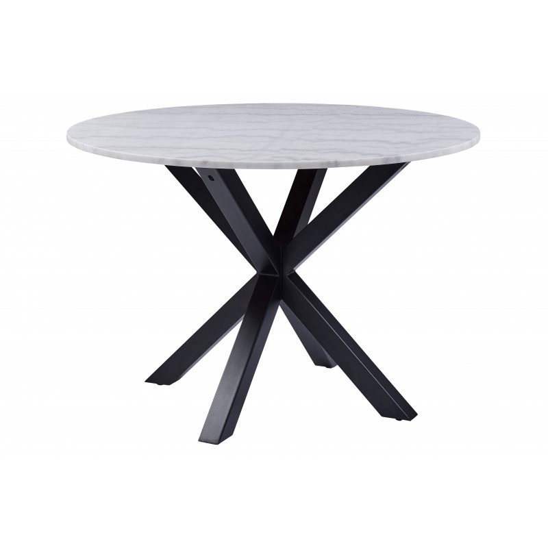 Rundt spisebord Signature Bellona hvid Guangxi marmor med mat sort stel Ø110 cm