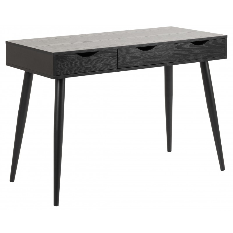 ACT NORDIC Neptun skrivebord - sort asketræsmelamin/metal, m. 3 skuffer (110x50)