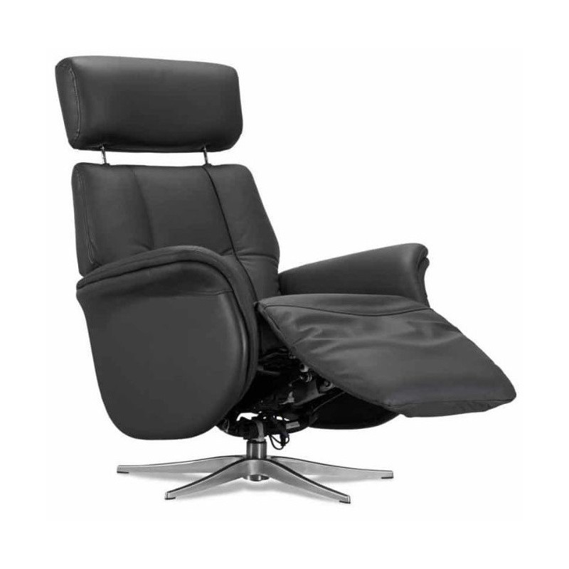 Mars 2 lænestol med indbygget fodskammel – læder