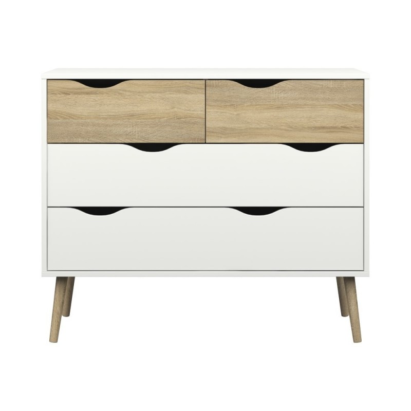 TVILUM Delta kommode - hvid egetræstruktur, med 4 skuffer