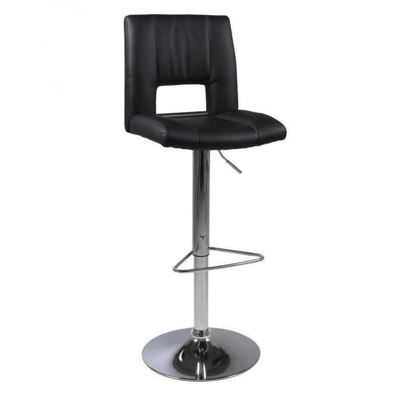 ACT NORDIC Sylvia barstol, m. ryglæn og fodstøtte - sort PU og krom metal
