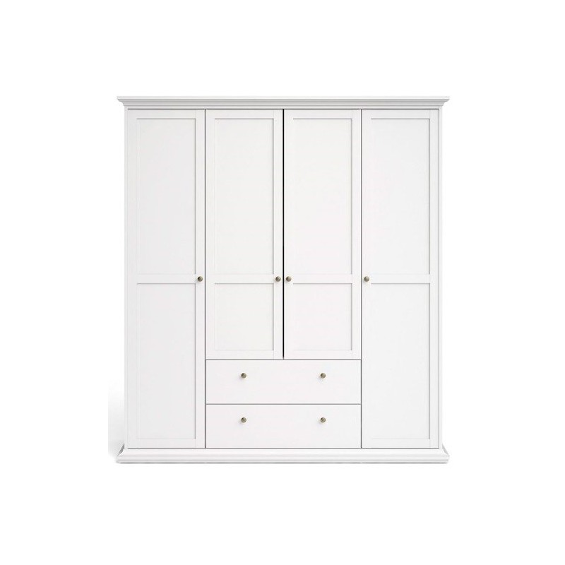 Bordeaux garderobeskab 181 cm 4 låger + 2 skuffer - Hvid billede