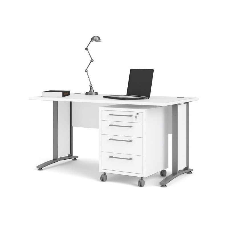 Rio skrivebord 150cm med skuffesektion Hvid billede