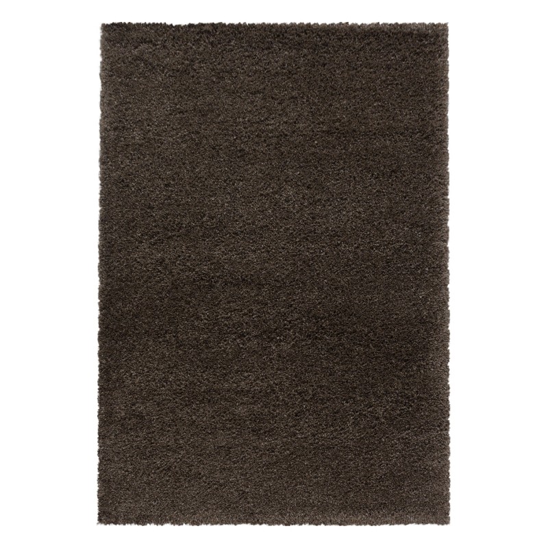 Fluffy Rund Shaggy tæppe Ensfarvet - Brun - 160x160 (Rund)