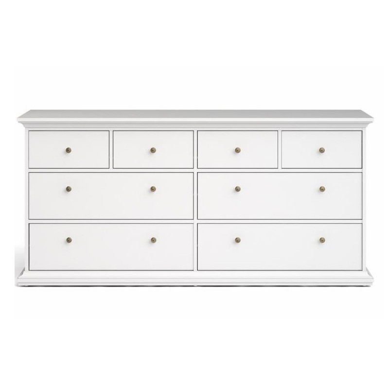 Bordeaux kommode m. 8 skuffer - Hvid billede