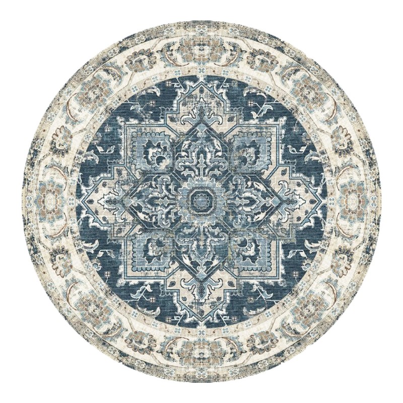 Havana Tæppe - Rundt tæppe i blå Ø 200 cm