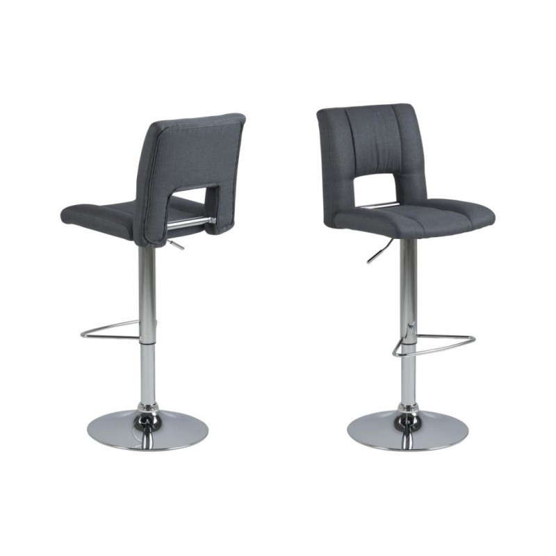 Barstol Signature Milora mørkegrå Corsica stof justerbar højde kromstål stel 2 stk H115xB41,5xD52 cm
