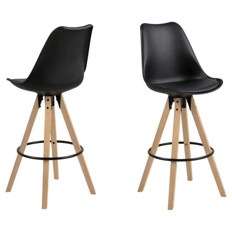 Barstol Signature Yelena sort PU-læder gummitræsben H111,5 cm