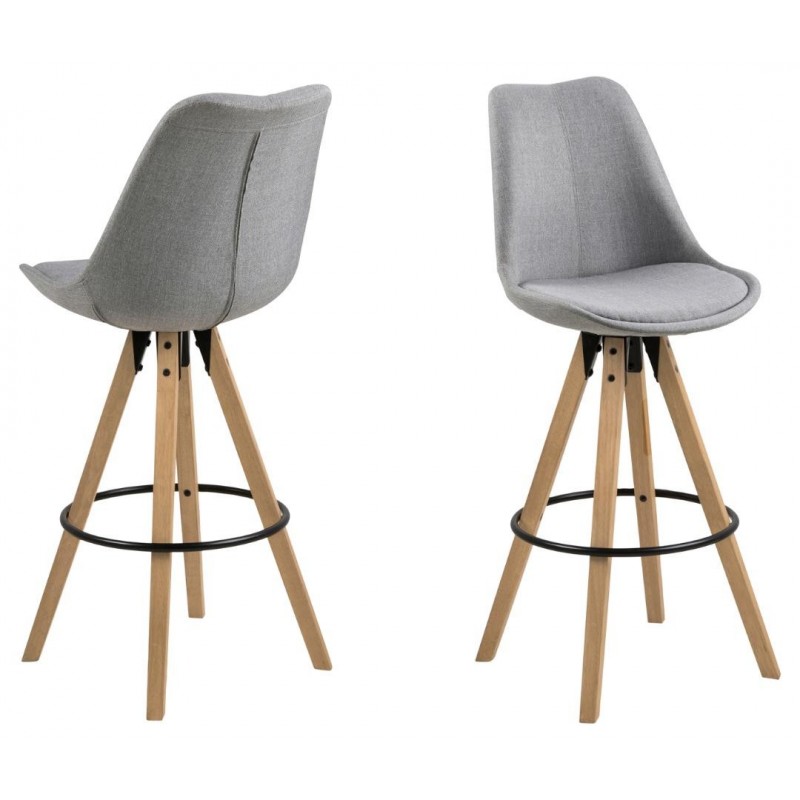 Barstol Signature Yelena lysegrå Corsica stof 4-stjernet gummitræsstel H112xB49xD55 cm allergivenlig