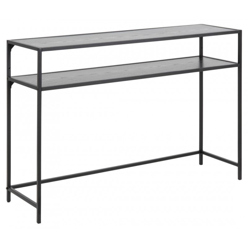 ACT NORDIC Seaford konsolbord, m. 1 hylde - sort melaminask og metal (120x35)