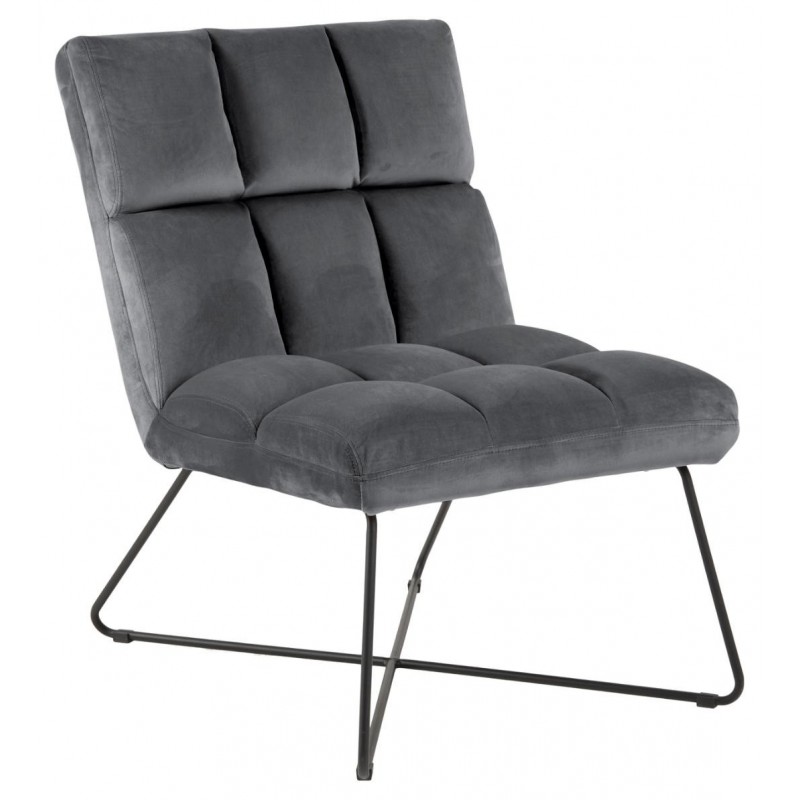 Lounge- og lænestol Signature Belisse, mørkegrå Vic stof med mat sort stålstel, H90 x B62 x D86 cm