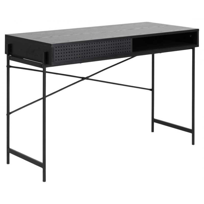 Skrivebord/arbejdsbord Signature Orlina askesort 110Ã50Ã75 cm med skydedør og kabelgennemføring