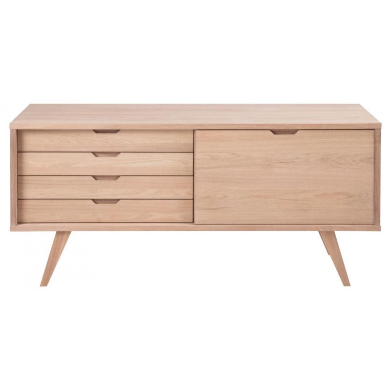 Skænk Signature Elenya hvidpigmenteret egefiner 160x45x72 cm | sideboard med 4 skuffer og justerbar hylde
