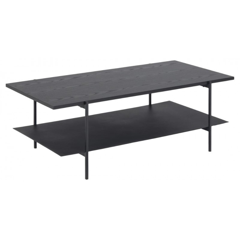 Sofabord Signature Orlina loungebord askesort melamin med sort stålhylde 115x60x40 cm