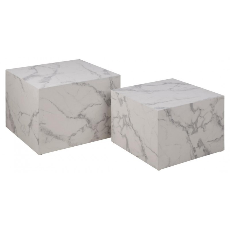 Sofabord/kaffebord Signature Fayra firkantet hvid Carrara marmor MDF H40xB58xD58 cm