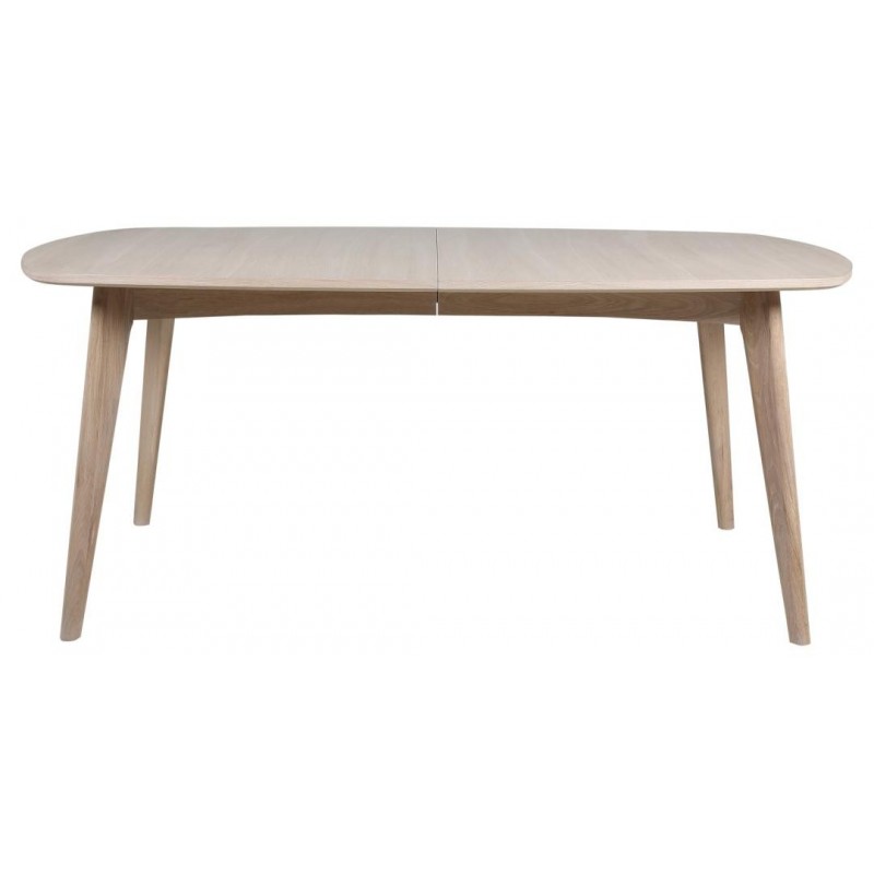 ACT NORDIC Marte rektangulær spisebord, Top hvidpigmenteret olieret egefiner, Stel hvidpigmenteret olieret eg med forberedelse til tillægsplader, 180x102x76 cm