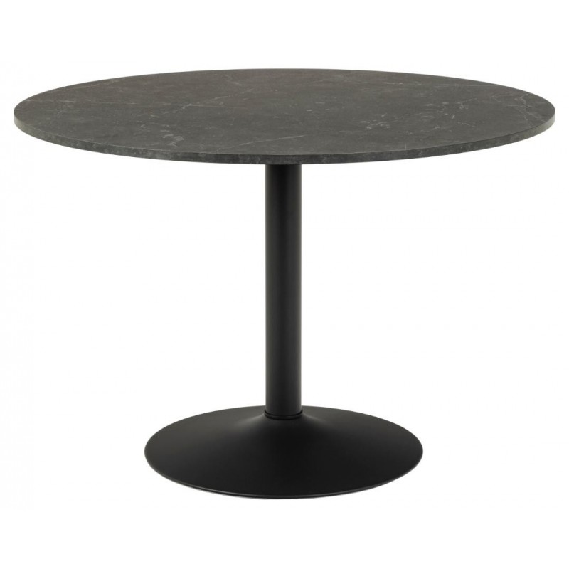 Rundt spisebord Signature Lenaya Ø110ÃH74 cm mat sort Izmir, melaminoverflade og pulverlakeret stålstel