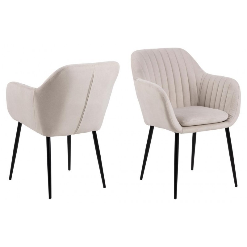 Spisebordsstol med armlæn Signature Benika, spisestuestol i sandfarvet Enjoy stof H83xB57xD61 cm