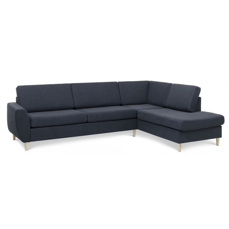 Thomas Højrevendt hjørnesofa med pufafslutning - Austin  Blå