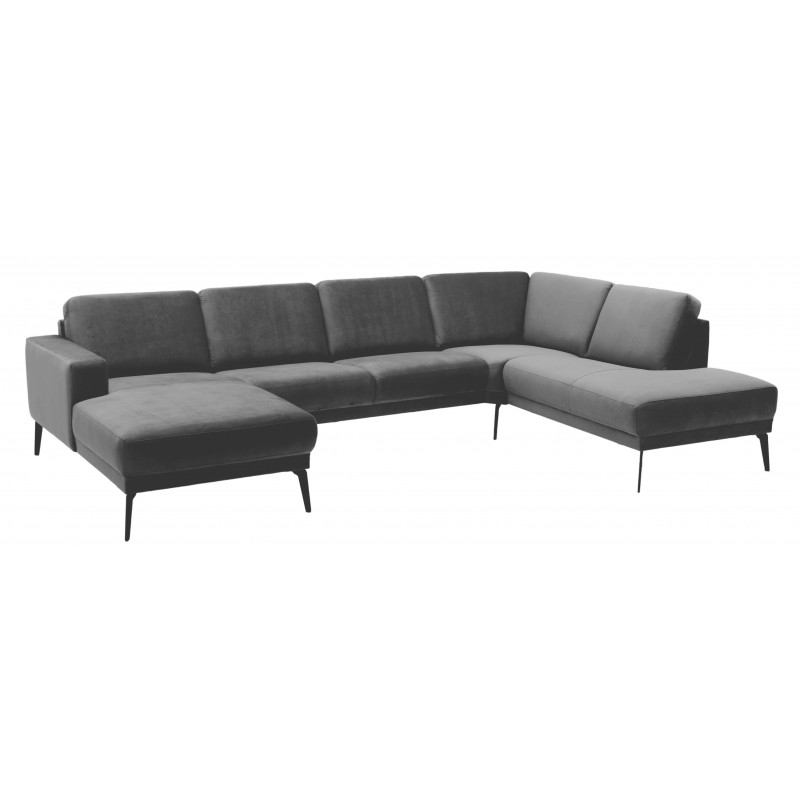 Esbjerg Hjørnesofa med chaiselong venstrevendt - Mørkegrå Velour