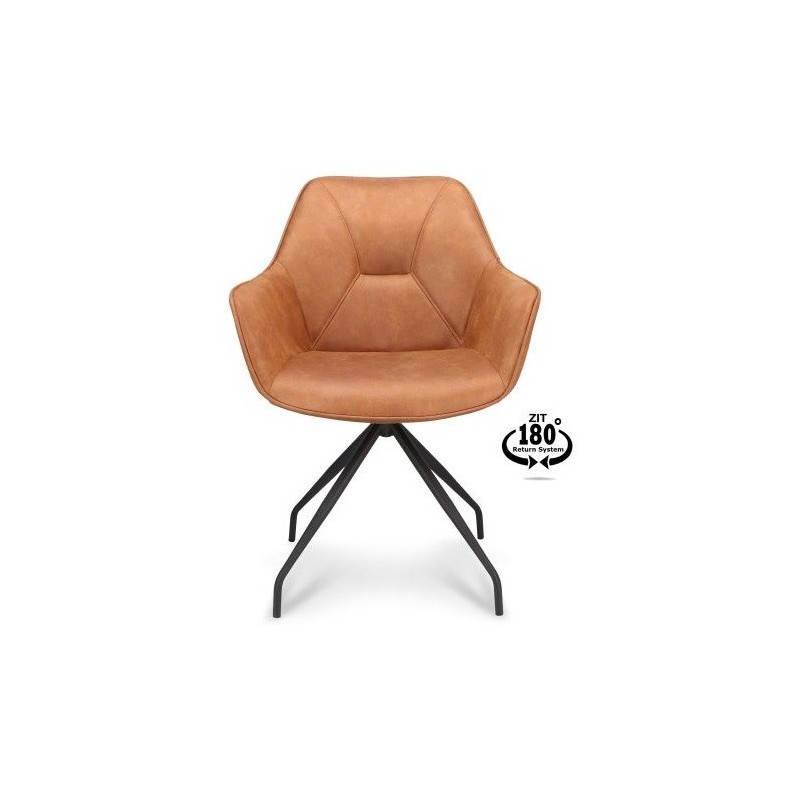 Nour - Spisebordsstol - Camel Micro læder