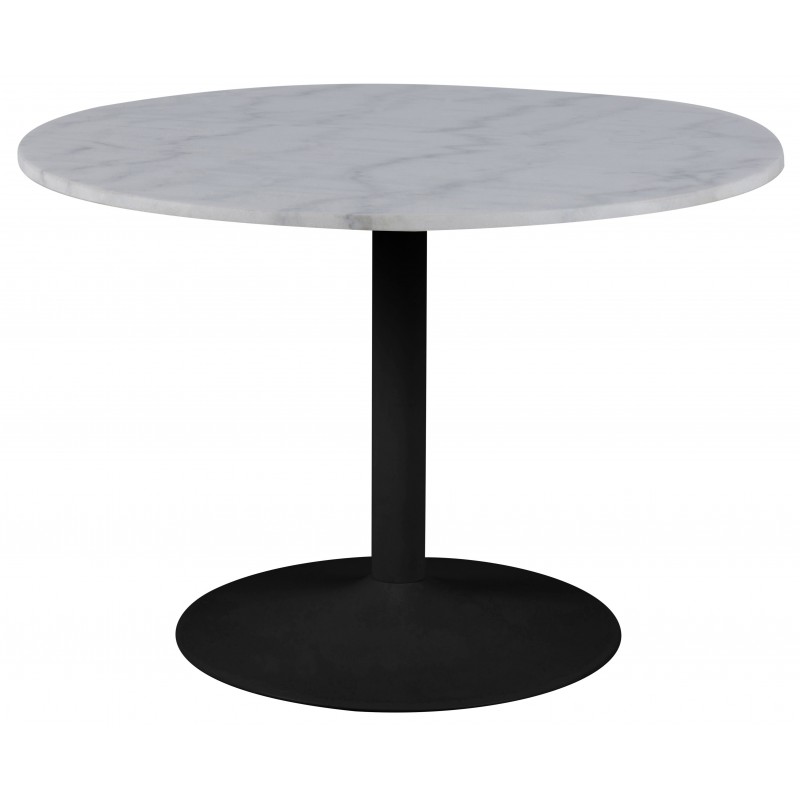ACT NORDIC Rund Tarifa spisebord m. trompetfod - hvid Guangxi marmor og sort metal (Ø110)