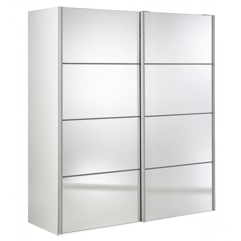 Palermo klædeskab 182 cm Hvid - med 2  x spejl skydedørslåger billede