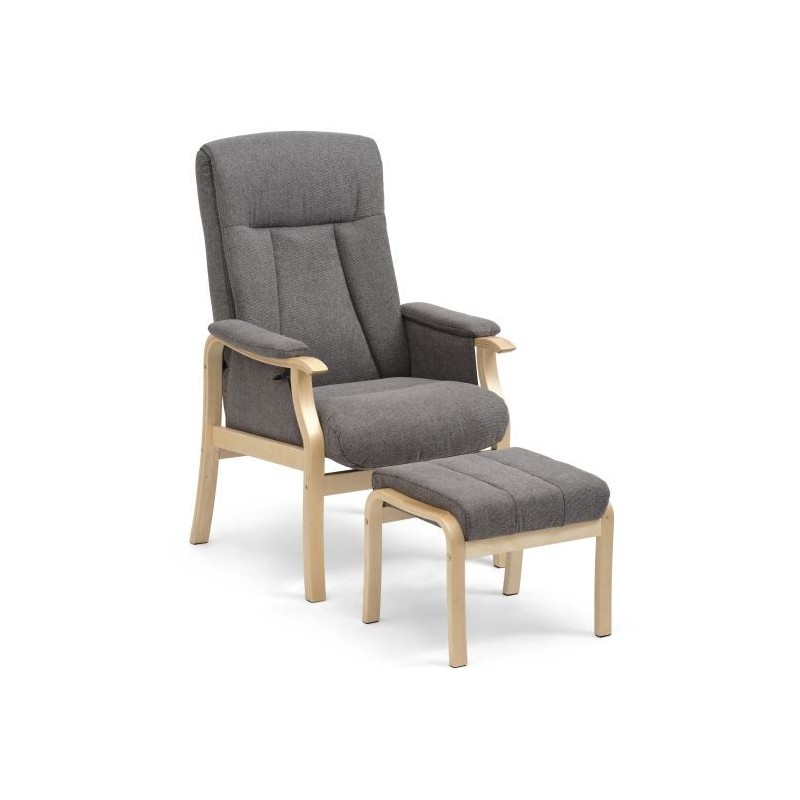 Otium lænestol med skammel - Stof/naturtræ