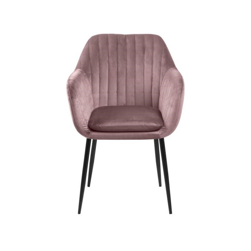 Spisebordsstol Signature Benika med armlæn i støvet rose Vic stof med mat sort stel