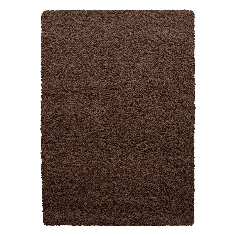 Life Shaggy tæppe Ensfarvet - Brun - 140x200