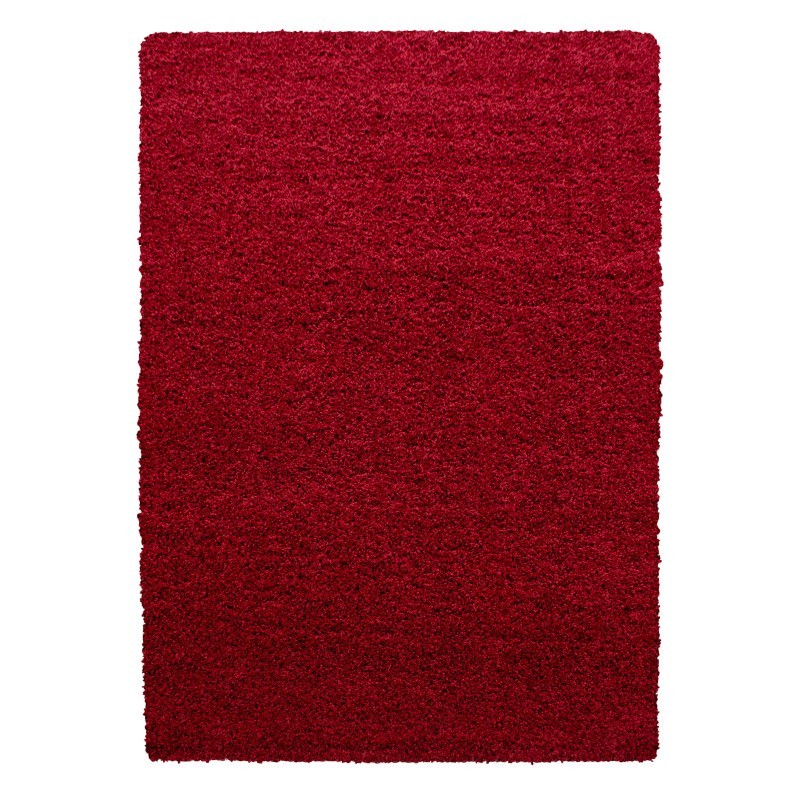 Dream Rund Shaggy tæppe Ensfarvet - Rød - 120x120 (Rund)