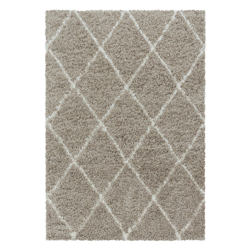 Alvor Shaggy Tæppeløber Geometrisk - Beige - 60x110 (Løber) billede