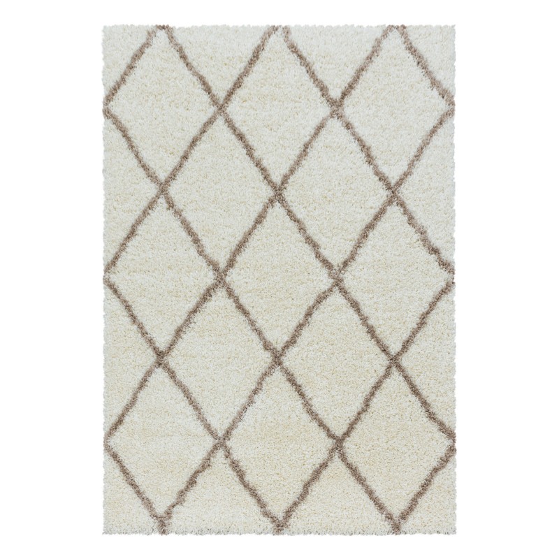 Alvor Shaggy Tæppeløber Geometrisk - Creme - 60x110 (Løber) billede
