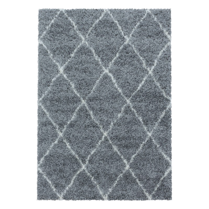 Alvor Shaggy Tæppeløber Geometrisk - Grå - 60x110 (Løber) billede