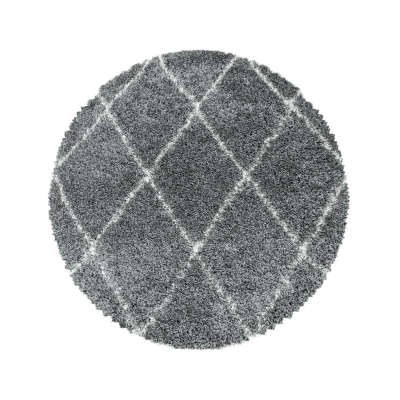 Alvor Rund Shaggy tæppe Geometrisk - Grå - 120x120 (Rund) billede
