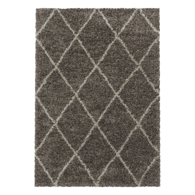 Alvor Shaggy Tæppeløber Geometrisk - Brun - 60x110 (Løber) billede
