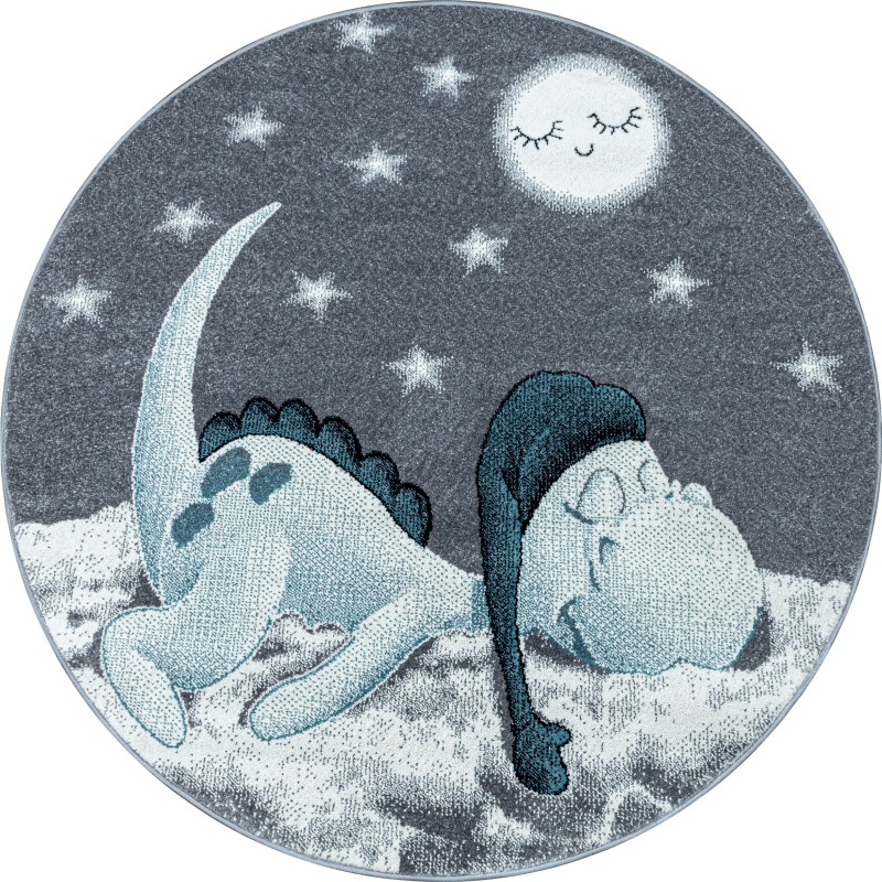 Bambi Rund Børnetæppe Dinosaur - Blå - 160x160 (Rund) billede