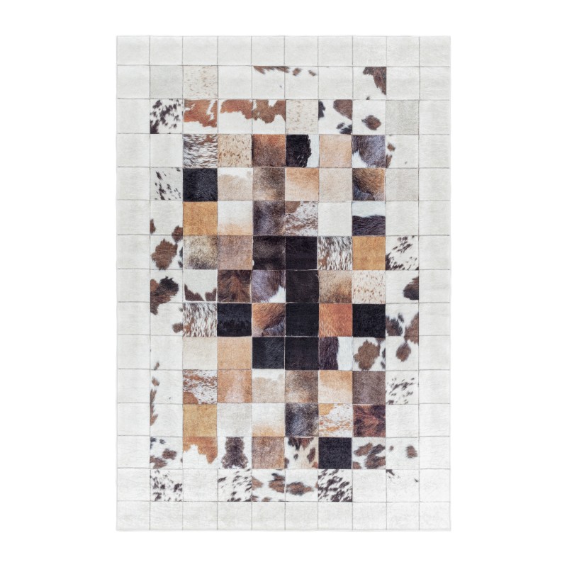 Fiesta Vaskbart Tæppeløber Patchwork - Hvid - 80x250 (Løber)