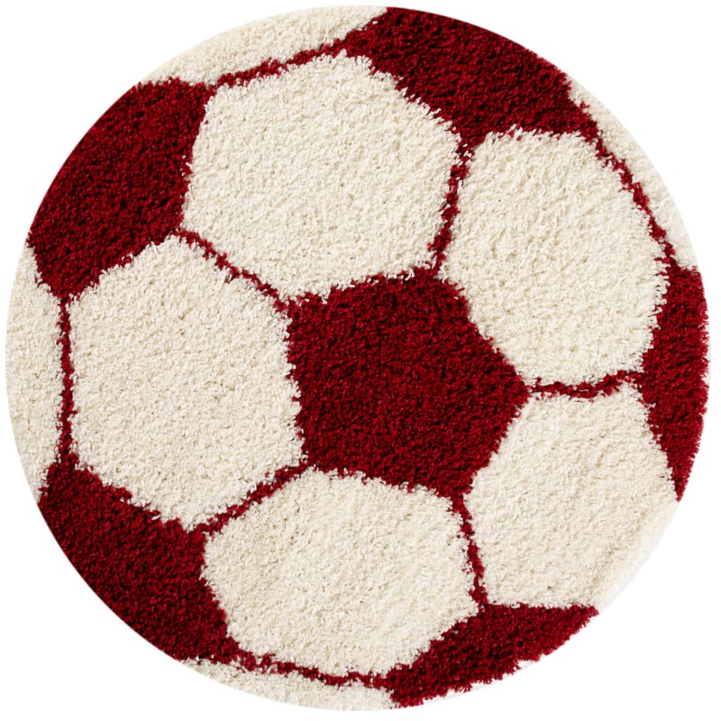 Fun Rund Børnetæppe Fodbold - Rød - 120x120 (Rund) billede