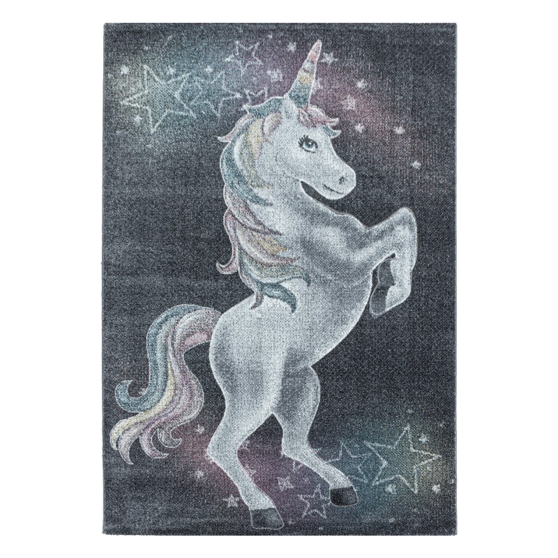 Funny Børne Tæppeløber Enhjørning - Grå - 80x150 (Løber) billede