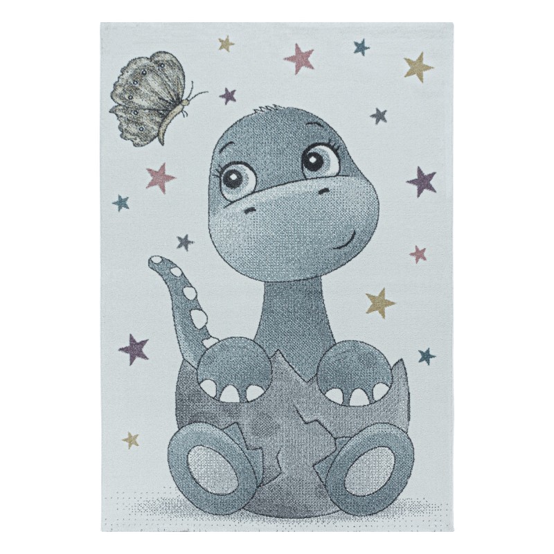 Funny Børnetæppe Dinosaur - Blå - 120x170 billede