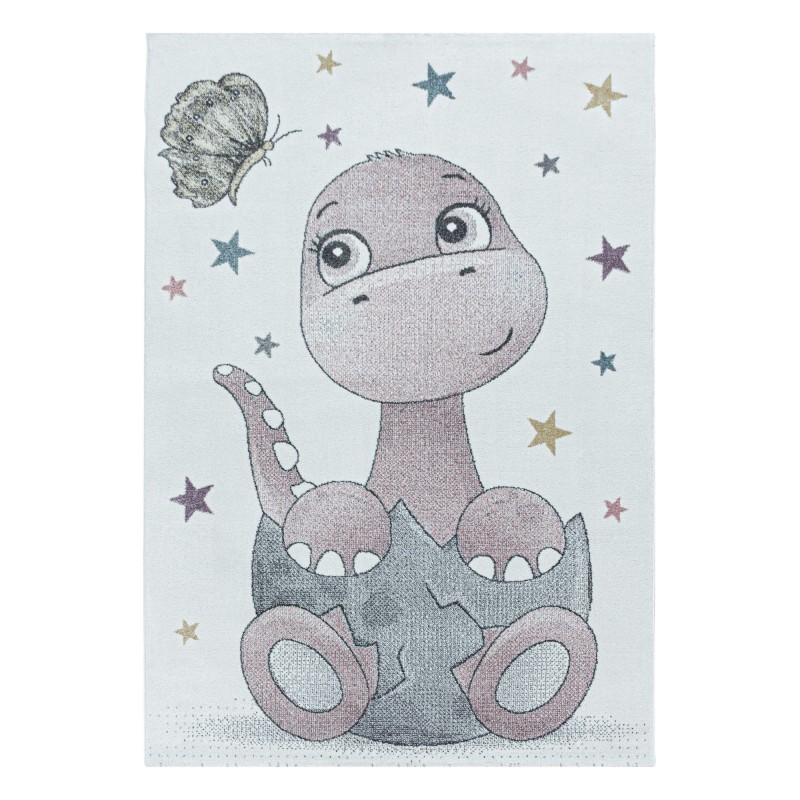 Funny Børne Tæppeløber Dinosaur - Pink - 80x150 (Løber) billede