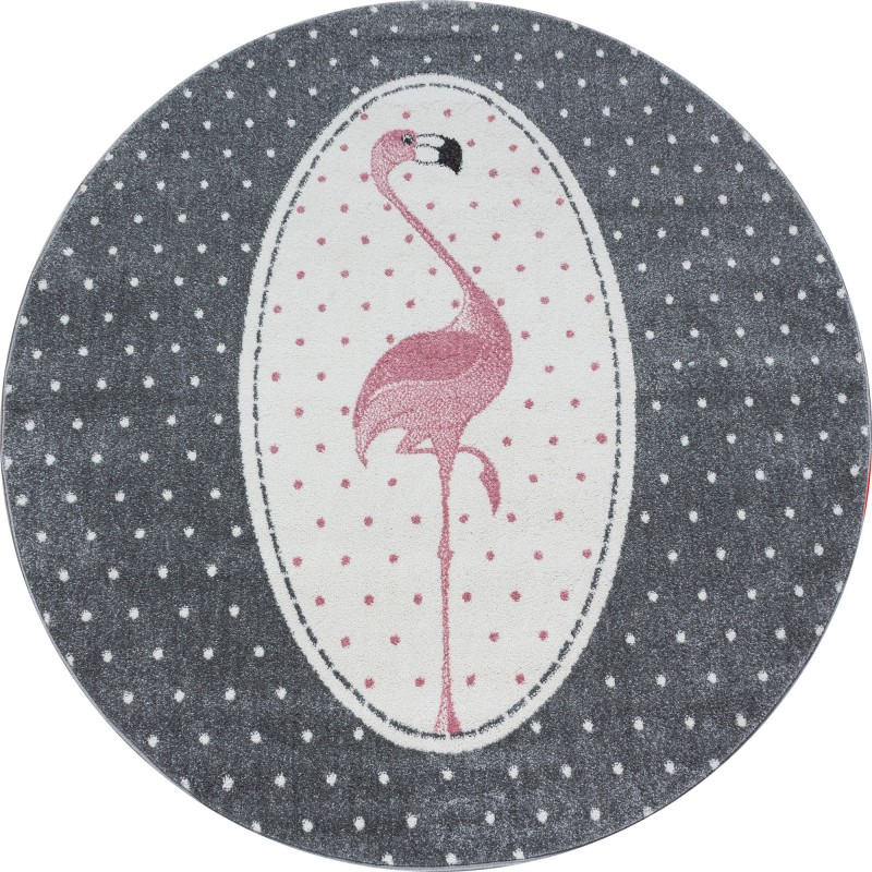 Kids Rund Børnetæppe Flamingo Design - Pink - 120x120 (Rund) billede