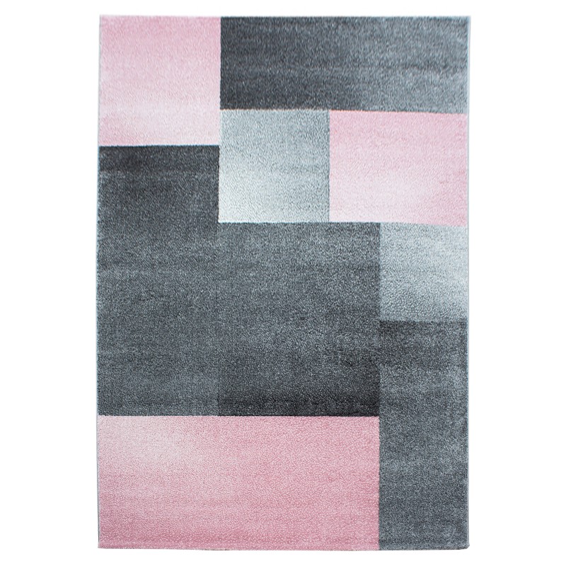 Lucca Kortluvet Tæppeløber Ternet - Pink - 80x250 (Løber)