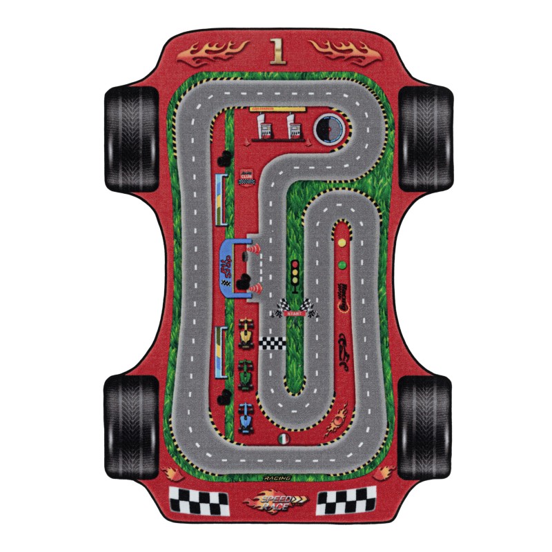Play Børne Tæppeløber Racerbane - Rød - 80x120 (Løber) billede