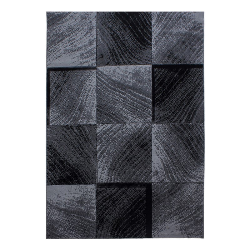 PLUS Karo sort rektangulært kortluvet gulvtæppe - 240 x 340 cm