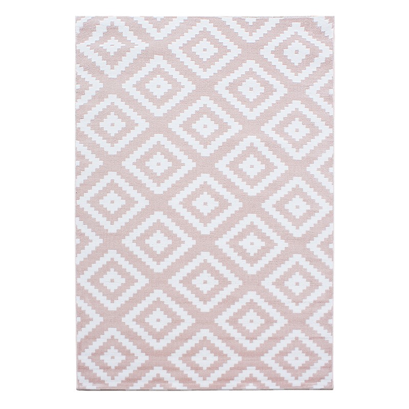 Plus Kortluvet tæppe Geometrisk - Pink - 140x200