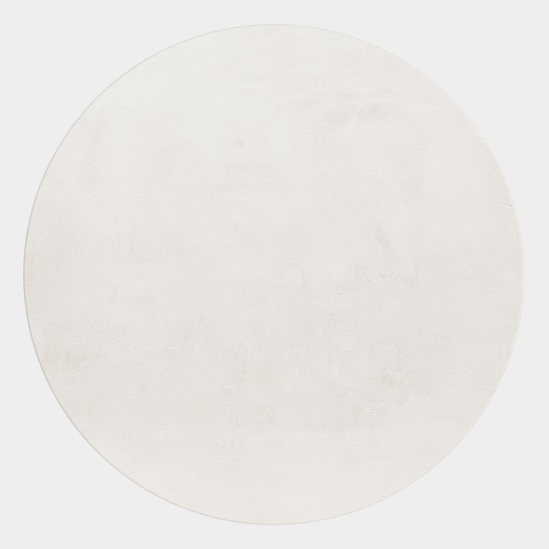 Pouffy Rund Shaggy tæppe Ensfarvet - Creme - 120x120 (Rund) billede